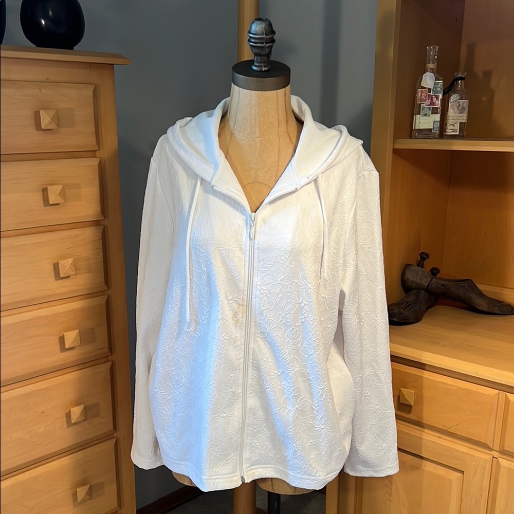 White Hooded Jacket size petite large